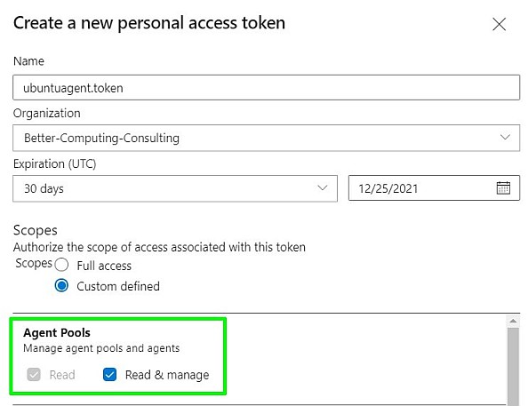 Create new token window
